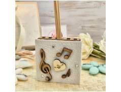 Bomboniera Tema Musica profumatore in pietra ricomposta con note e chiave di violino