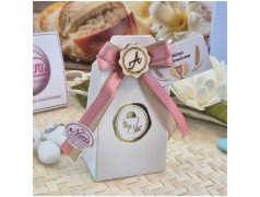 Bomboniera Comunione Bimba Scatolina Sigillo Oro con Iniziale in Legno (Ideale Segnaposto)