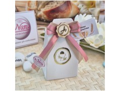 Bomboniera Comunione Bimba Scatolina Sigillo Oro con Iniziale in Legno (Ideale Segnaposto)