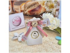 Bomboniera Comunione Bimba Scatolina Sigillo Oro con Iniziale in Legno (Ideale Segnaposto)