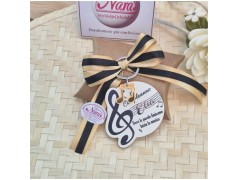 Bomboniera 18 Anni Tema Musica Portachiavi "Chiave di Violino" con Nome e Frase