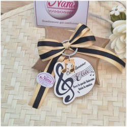 Bomboniera 18 Anni Tema Musica Portachiavi "Chiave di Violino" con Nome e Frase