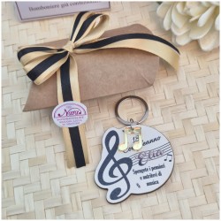 Bomboniera 18 Anni Tema Musica Portachiavi "Chiave di Violino" con Nome e Frase