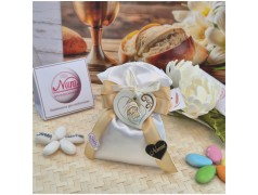 Bomboniera Battesimo e Comunione Sacchetto Maternità con Cuore Nome Oro