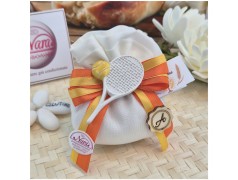 Bomboniera Comunione e Cresima Sport "Tennis Passion" con Racchetta e Iniziale