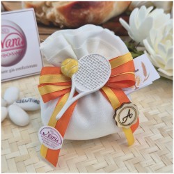 Bomboniera Comunione e Cresima Sport "Tennis Passion" con Racchetta e Iniziale