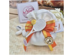 Bomboniera Comunione e Cresima Sport "Tennis Passion" con Racchetta e Iniziale