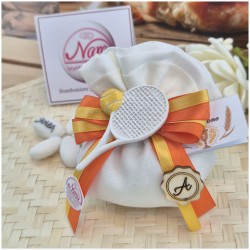 Bomboniera Comunione e Cresima Sport "Tennis Passion" con Racchetta e Iniziale