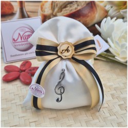 Bomboniera Laurea Musica e 18 Anni Sacchetto Sinfonia Chiave di Violino e Iniziale