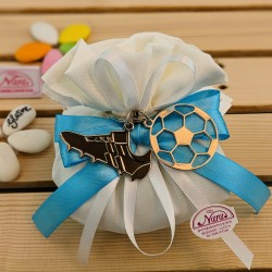 Bomboniera Calcio Comunione portachiavi in metallo scarpetta e pallone in 2d