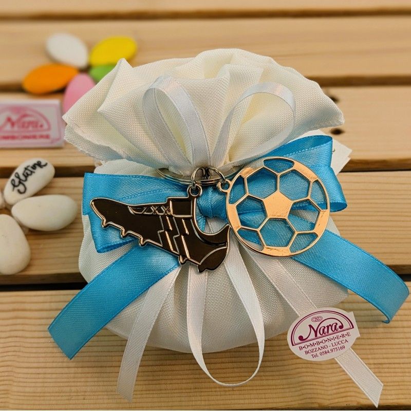 Bomboniera Calcio Comunione portachiavi in metallo scarpetta e pallone in 2d