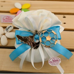 Bomboniera Calcio Comunione portachiavi in metallo scarpetta e pallone in 2d