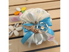 Bomboniera Calcio Comunione portachiavi in metallo scarpetta e pallone in 2d