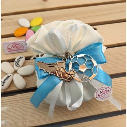 Bomboniera Calcio Comunione portachiavi in metallo scarpetta e pallone in 2d