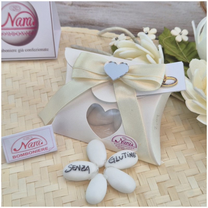 Matrimonio Segnaposto Scatolina Cuscino con Finestra e Cuore