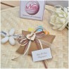 Bomboniera Matrimonio e Comunione Scatolina Cuscino Kraft Eco-Chic con Cuore Legno Nome