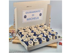 Bomboniera Giuramento Polizia di Stato Sacchetto simil Lino con Cappello Stampato su Legno