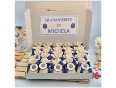 Bomboniera Giuramento Polizia di Stato Sacchetto simil Lino con Cappello Stampato su Legno