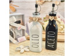 Bomboniera Matrimonio Utile Bottiglia Olio e Aceto Design Moderno Black & White con Iniziale