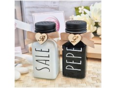 Bomboniera Matrimonio Utile Set Sale e Pepe Design Moderno Black & White con Scatola