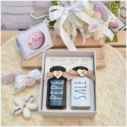 Bomboniera Matrimonio Utile Set Sale e Pepe Design Moderno Black & White con Scatola