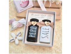 Bomboniera Matrimonio Utile Set Sale e Pepe Design Moderno Black & White con Scatola