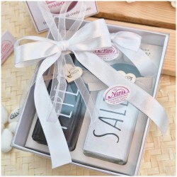 Bomboniera Matrimonio Utile Set Sale e Pepe Design Moderno Black & White con Scatola