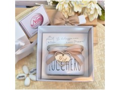 Bomboniera Matrimonio Utile Zuccheriera "Design Moderno" con Tappo Bambù e Iniziali