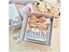 Bomboniera Matrimonio Utile Zuccheriera "Design Moderno" con Tappo Bambù e Iniziali