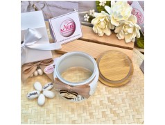 Bomboniera Matrimonio Utile Zuccheriera "Design Moderno" con Tappo Bambù e Iniziali