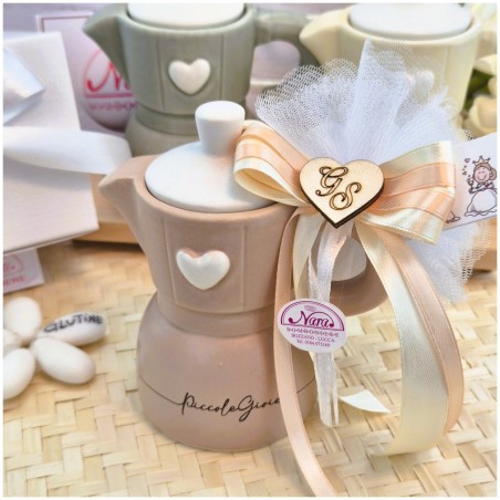 Bomboniera Matrimonio Utile Moka "Piccole Gioie" in Ceramica Pastello con Cuore
