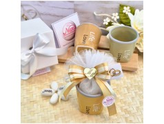 Bomboniera Matrimonio Utile Bicchierino Caffè Life Love Effetto Stropicciato e Cuore Specchiato