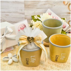 Bomboniera Matrimonio Utile Bicchiere Grande Life Love Stropicciato con Cuore Specchiato