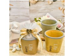 Bomboniera Matrimonio Utile Bicchiere Grande Life Love Stropicciato con Cuore Specchiato