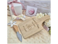 Bomboniera Matrimonio Utile Set Formaggio Tagliere Bambù con Incisione Personalizzata