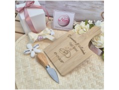 Bomboniera Matrimonio Utile Set Formaggio Tagliere Bambù con Incisione Personalizzata