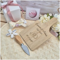 Bomboniera Matrimonio Utile Set Formaggio Tagliere Bambù con Incisione Personalizzata