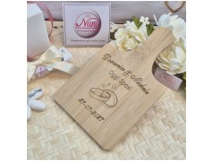 Bomboniera Matrimonio Utile Set Formaggio Tagliere Bambù con Incisione Personalizzata