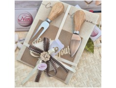 Bomboniera Matrimonio Utile Set Aperitivo Happy Hour con Coltelli Formaggio Incisi Personalizzati