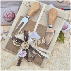 Bomboniera Matrimonio Utile Set Aperitivo Happy Hour con Coltelli Formaggio Incisi Personalizzati