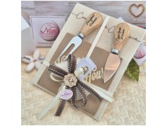 Bomboniera Matrimonio Utile Set Aperitivo Happy Hour con Coltelli Formaggio Incisi Personalizzati