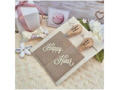 Bomboniera Matrimonio Utile Set Aperitivo Happy Hour con Coltelli Formaggio Incisi Personalizzati