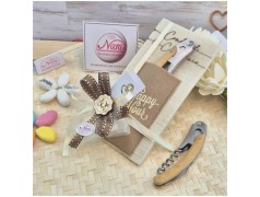 Bomboniera Matrimonio Utile Cavatappi "Sommelier" in Legno con Custodia Feltro