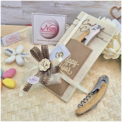 Bomboniera Matrimonio Utile Cavatappi "Sommelier" in Legno con Custodia Feltro