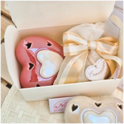 Bomboniera Comunione e Cresima "Lecca Lecca" Cuore Traforato in Ceramica con Nome e Scatola Regalo