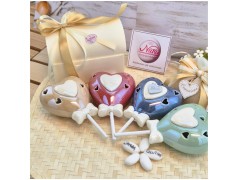 Bomboniera Comunione e Cresima "Lecca Lecca" Cuore Traforato in Ceramica con Nome e Scatola Regalo