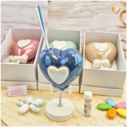 Bomboniera Comunione e Cresima Profumatore "Lecca Lecca" Cuore in Ceramica con Essenza