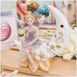 Bomboniera Battesimo e Comunione "Sogni di Fata" su Luna Traforata con Base Oro