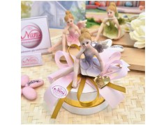 Bomboniera Comunione e Battesimo "Fata Sognatrice" su Cappelliera Oro con Cuore Specchiato