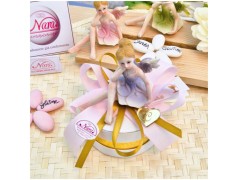 Bomboniera Comunione e Battesimo "Fata Sognatrice" su Cappelliera Oro con Cuore Specchiato